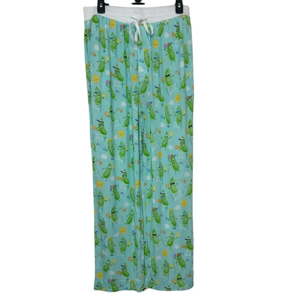 Little Sleepies Bamboo Pajama Pants Pickles Playing Pickleball Novelty NWT L - Picture 2 of 13